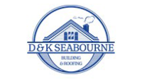 logo of D and K Seabourne featuring a house silhouette roofing contractor expert services building and roofing